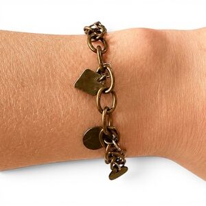 Brass Disc Charm Chain‎ Bracelet Rustic Boho Western Statement Jewelry Y2K